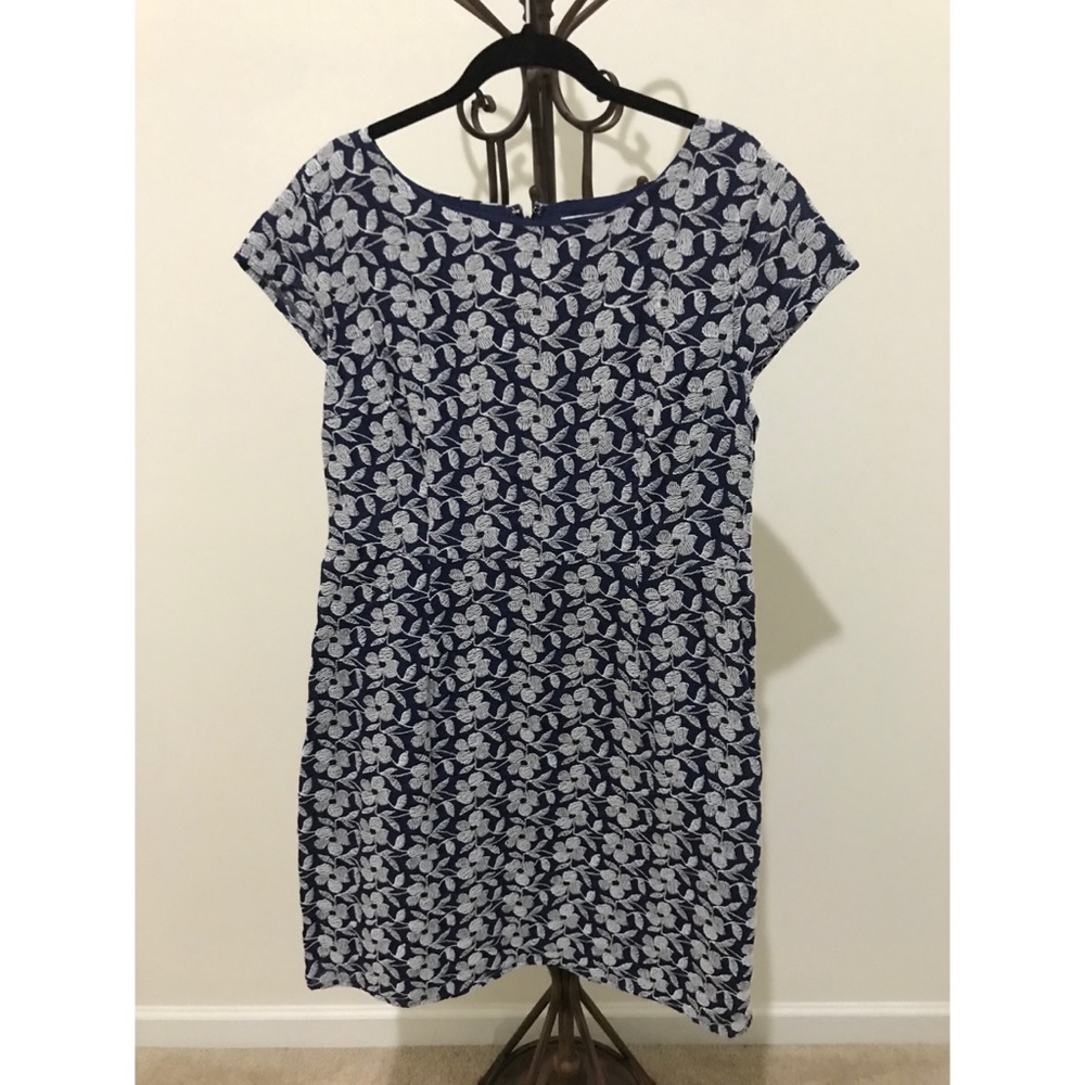 Blue and white embroidered dress